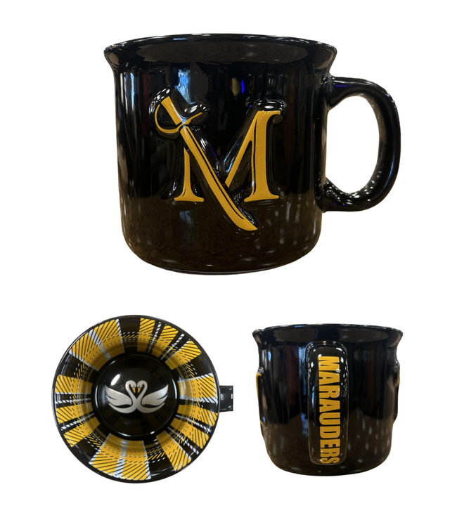 Black and Gold Plaid Big Camper Mug
