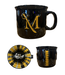 Black and Gold Plaid Big Camper Mug