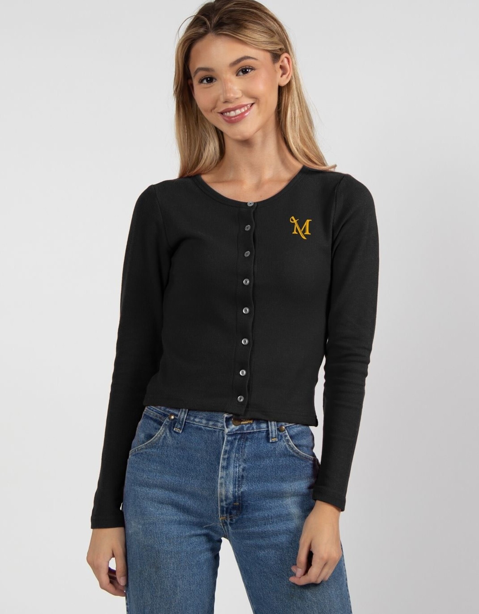 Button Front Embroidered Cardigan