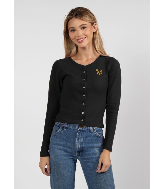 Button Front Embroidered Cardigan