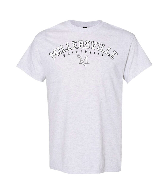 Arched White Ink Millersville Marauders Tee Ash