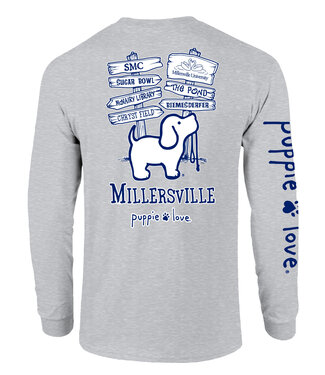 Puppie Love Puppie Love Millersville Direction Sign Long Sleeve Tee Oxford Heather