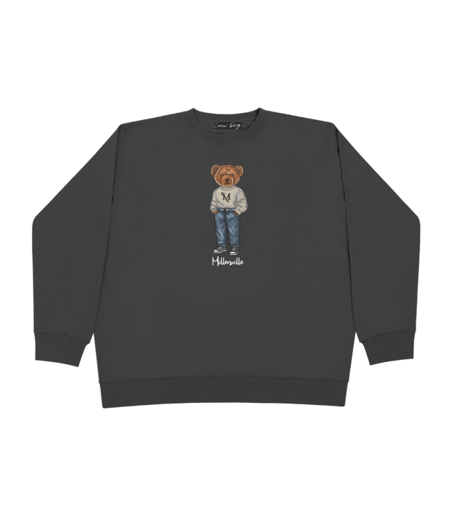 Crew Dog Embroidered Bear Crew Charcoal Heather
