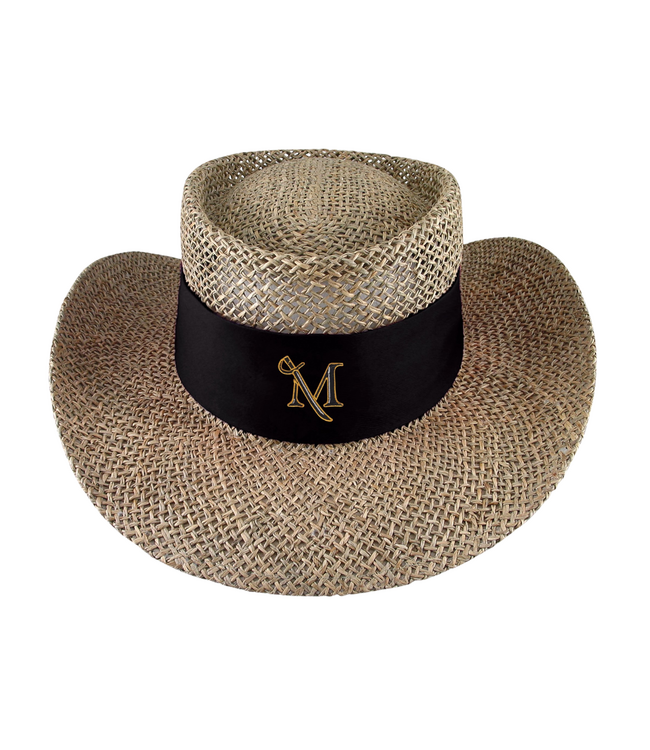 Tournament Straw Gambler Hat Black