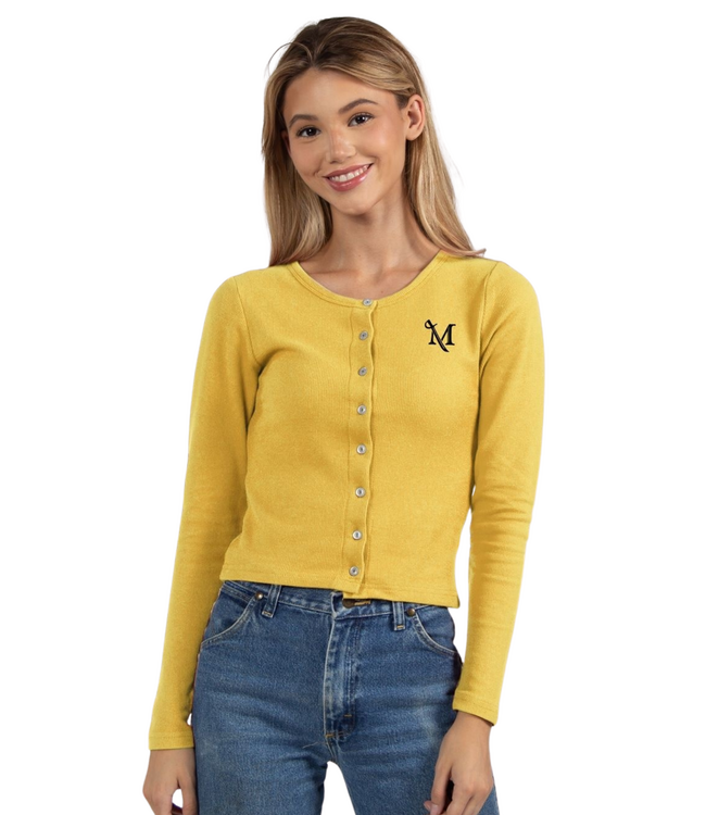 Button Front Embroidered Cardigan