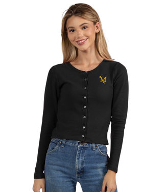 Button Front Embroidered Cardigan