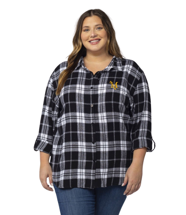 Plaid "Boyfriend" Shirt with Embroidery