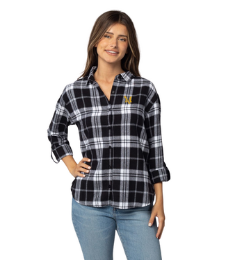 Plaid "Boyfriend" Shirt with Embroidery