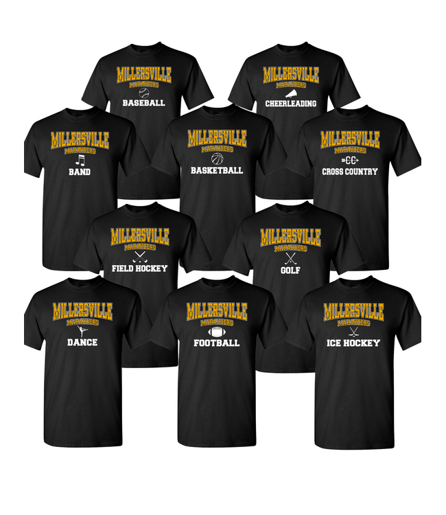 Millersville Marauders Sports Tee (A-K) Black