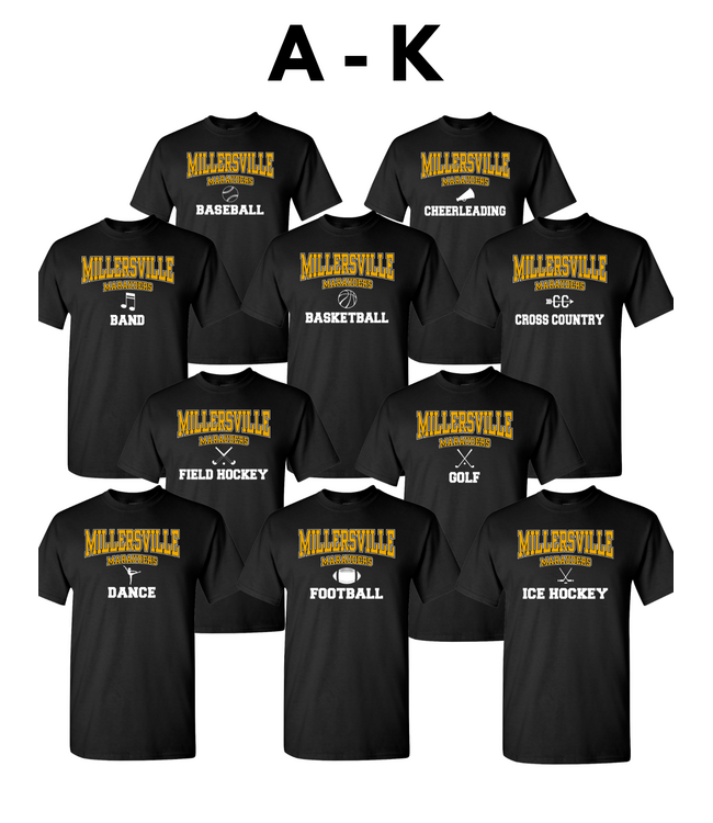 Millersville Marauders Sports Tee (A-K) Black
