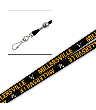 Thin Black Lanyard with Full Color M Sword