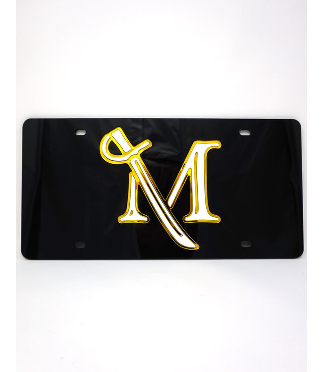 Acrylic M Sword Black License Plate