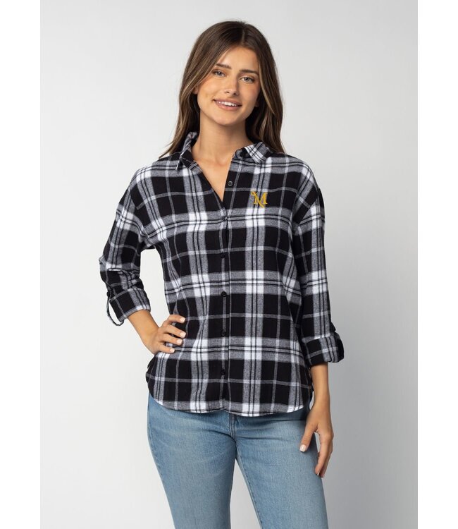 Plaid "Boyfriend" Shirt with Embroidery