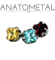 Anatometal Threadless titanium princess/square cut gem end