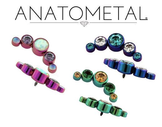 Anatometal Threadless 5 gem arc curve cluster (arc from center largest)))