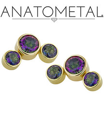 Anatometal Threadless 3 gem arc curve cluster (centered)