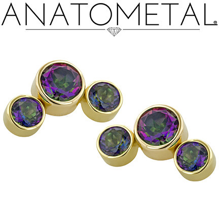 Anatometal Threadless 3 gem arc curve cluster (arcing from center largest))