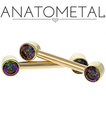 Anatometal Threaded titanium  4mm round bezel barbell - 12 gauge