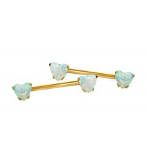 Anatometal 12ga Threaded barbell with gem heart in prong setting