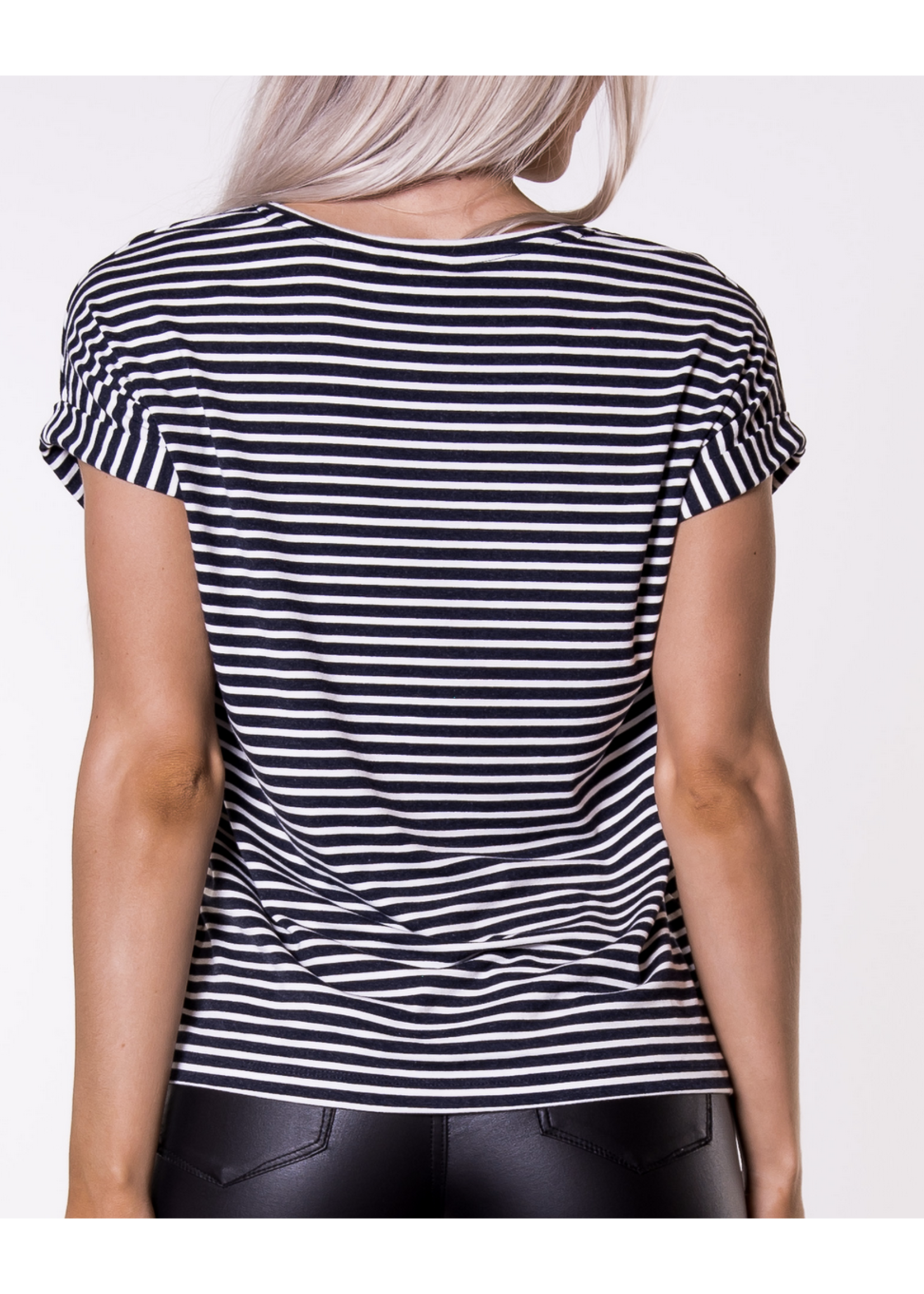 Only Moster Stripe Cuffed Tee Navy/White