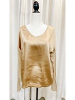 Charlie B Knit top with Satin front