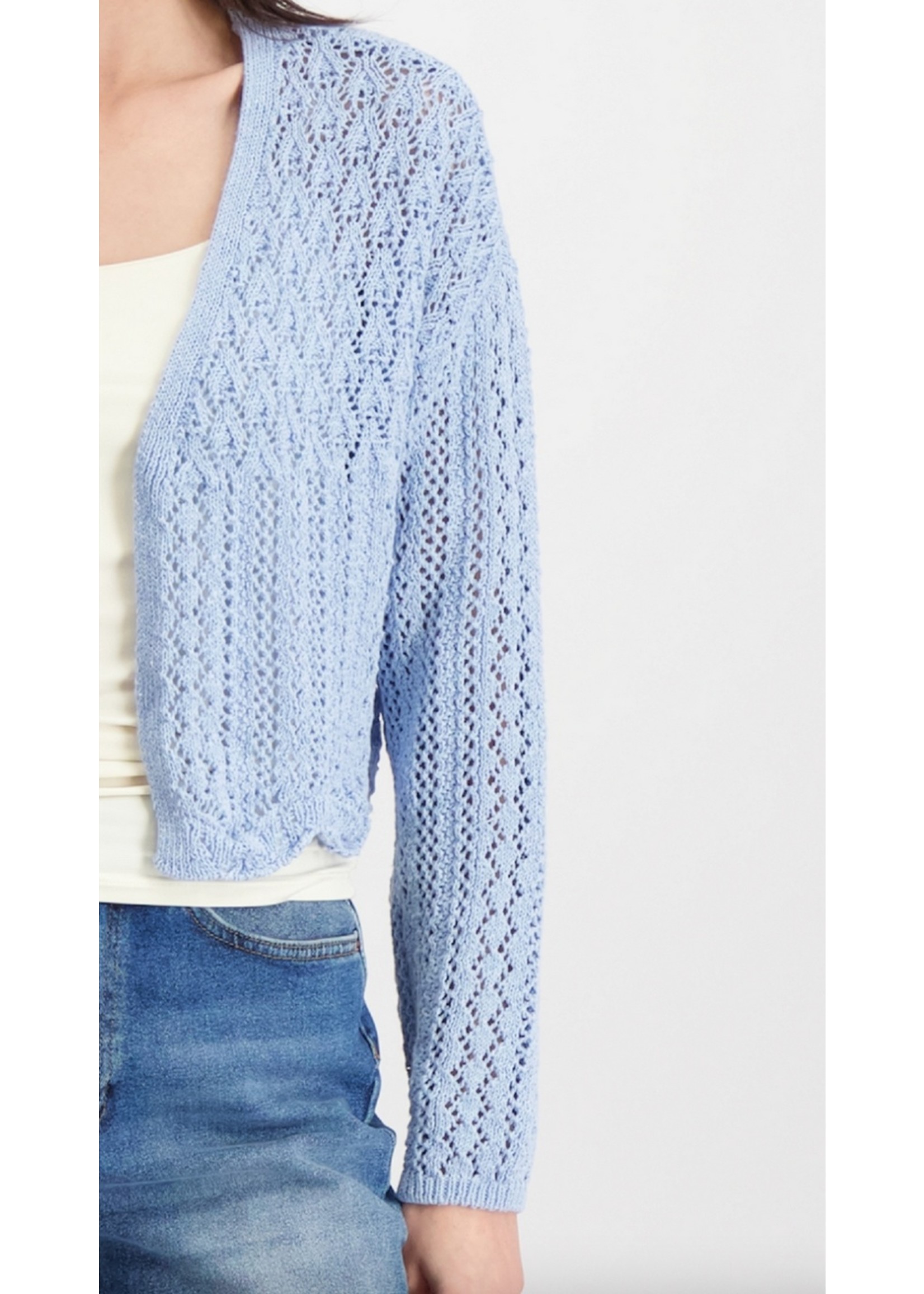 Only Nola Open Crochet Cardi - Blue