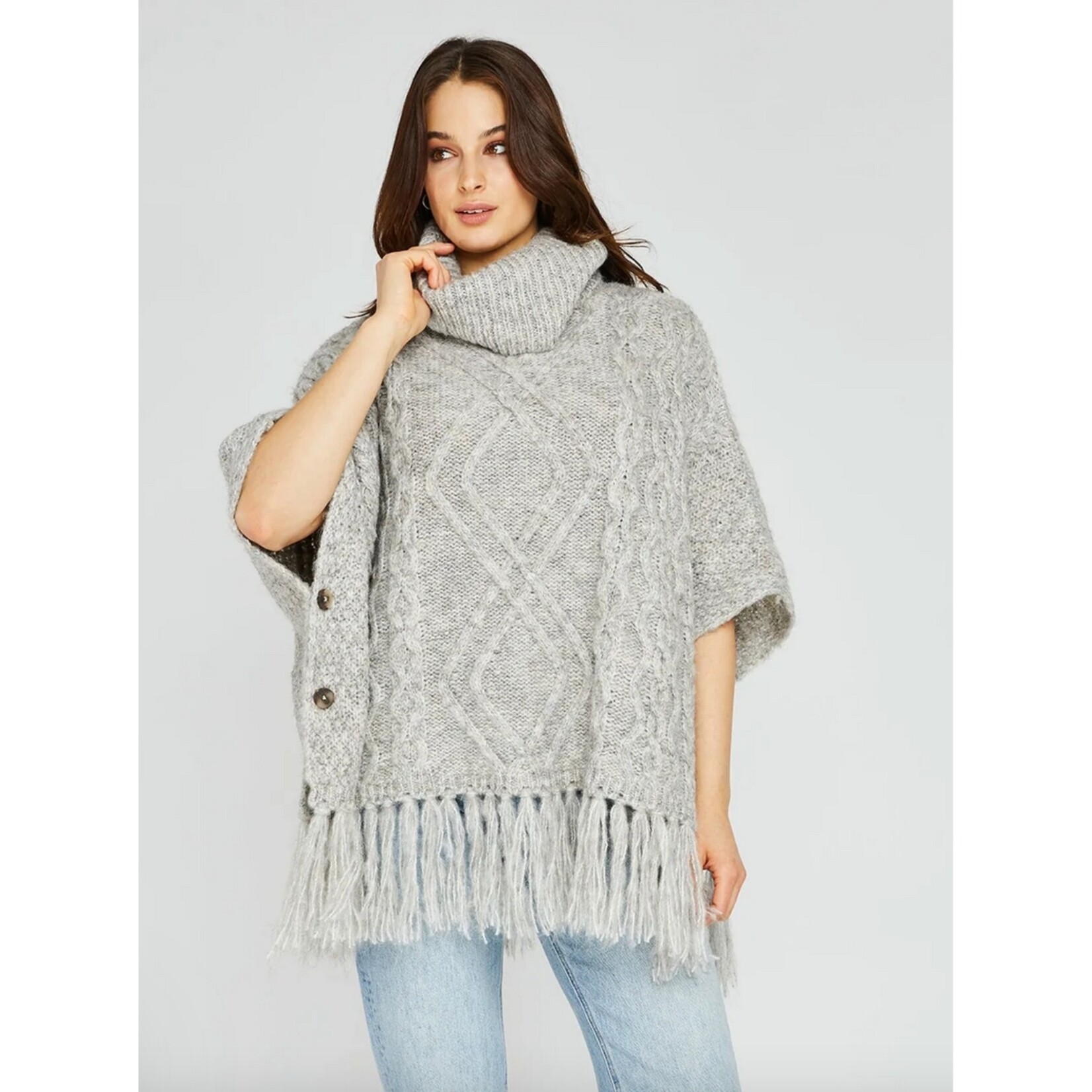 Gentle Fawn Kindred Cable Knit Poncho - Moonlight