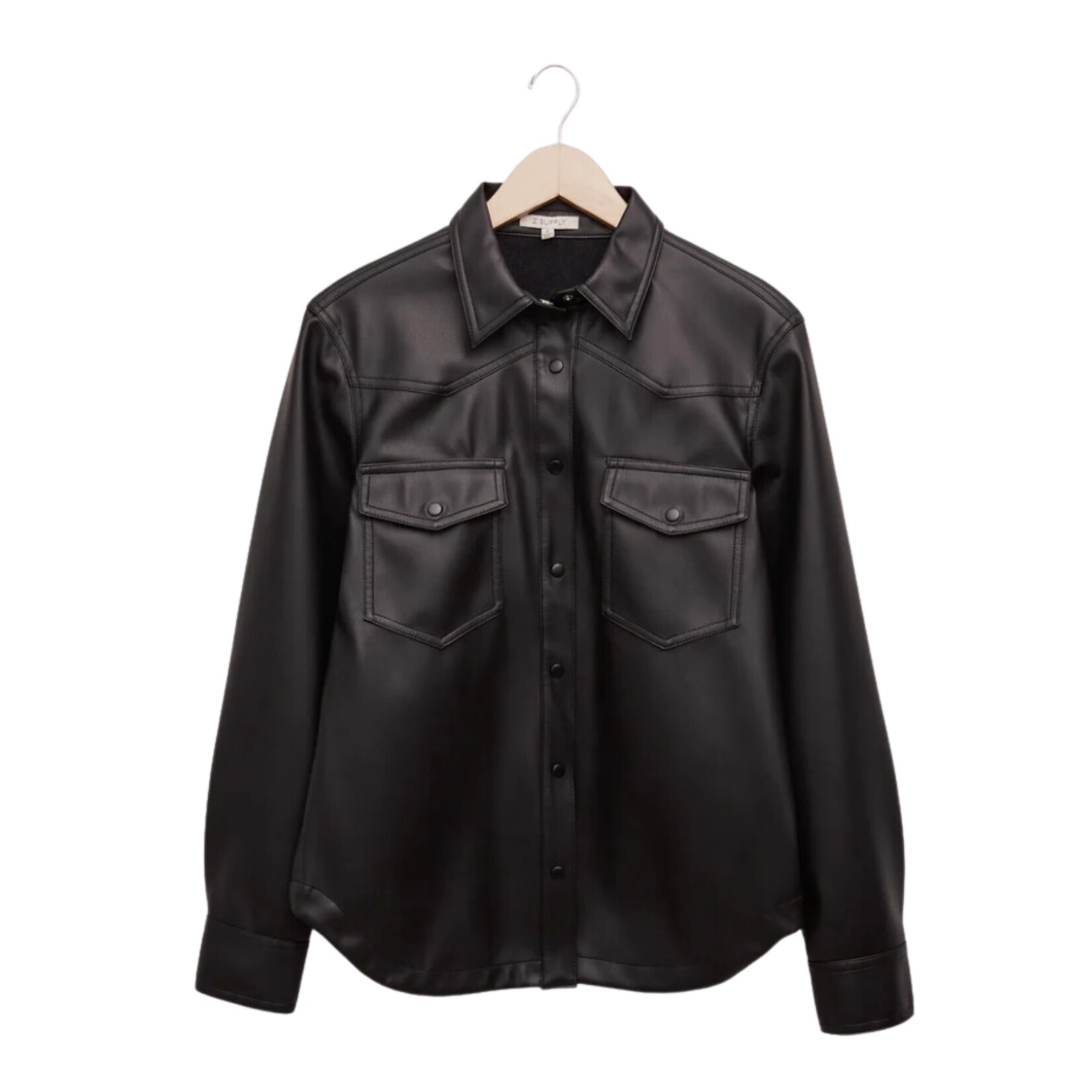 Z Supply Wes Faux Leather Shirt Jacket