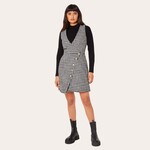 Apricot Houndstooth Pinafore Dress