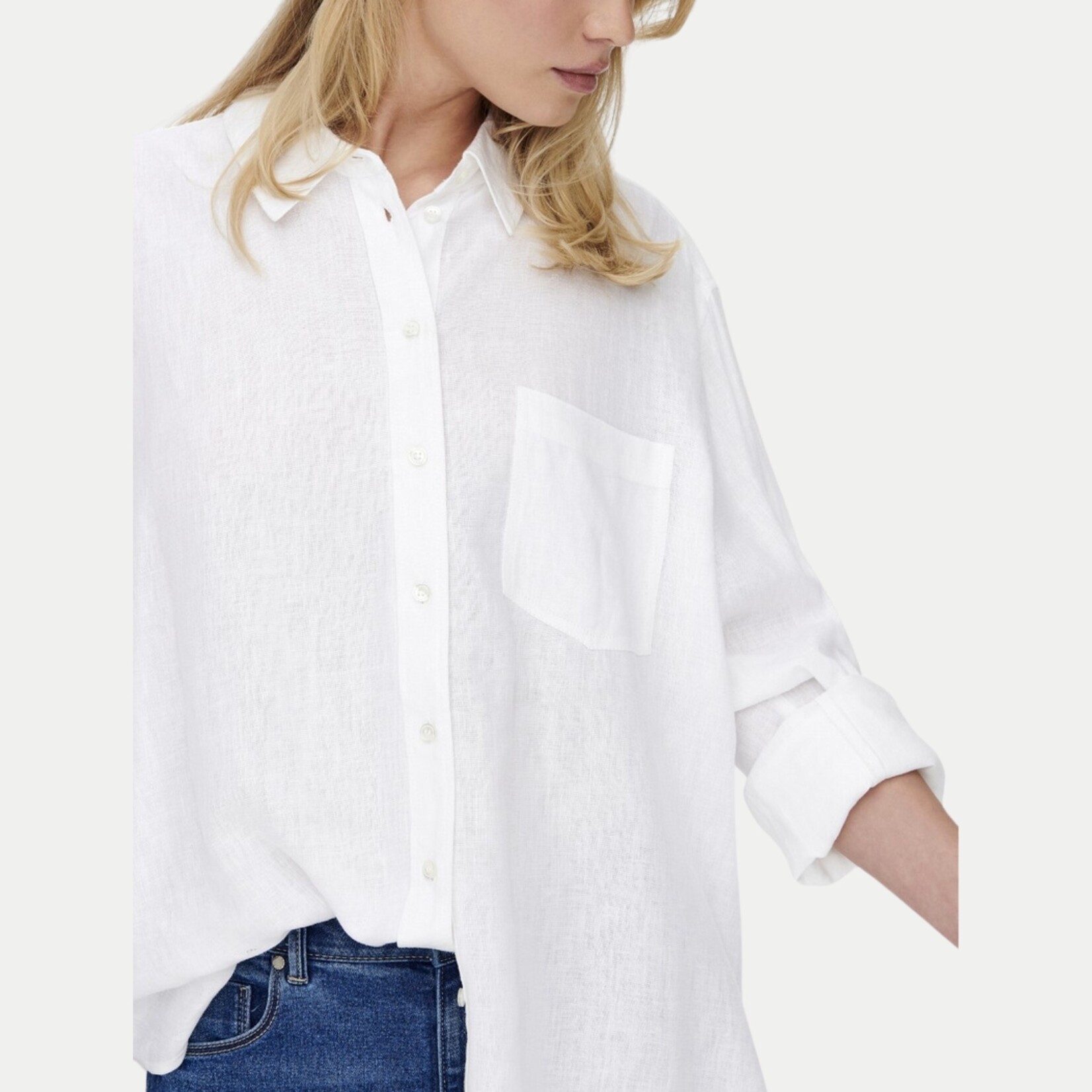 Only Sakura Linen Top - White