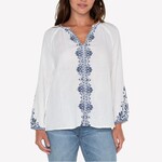 Liverpool Isla Embroidered Peasant Top