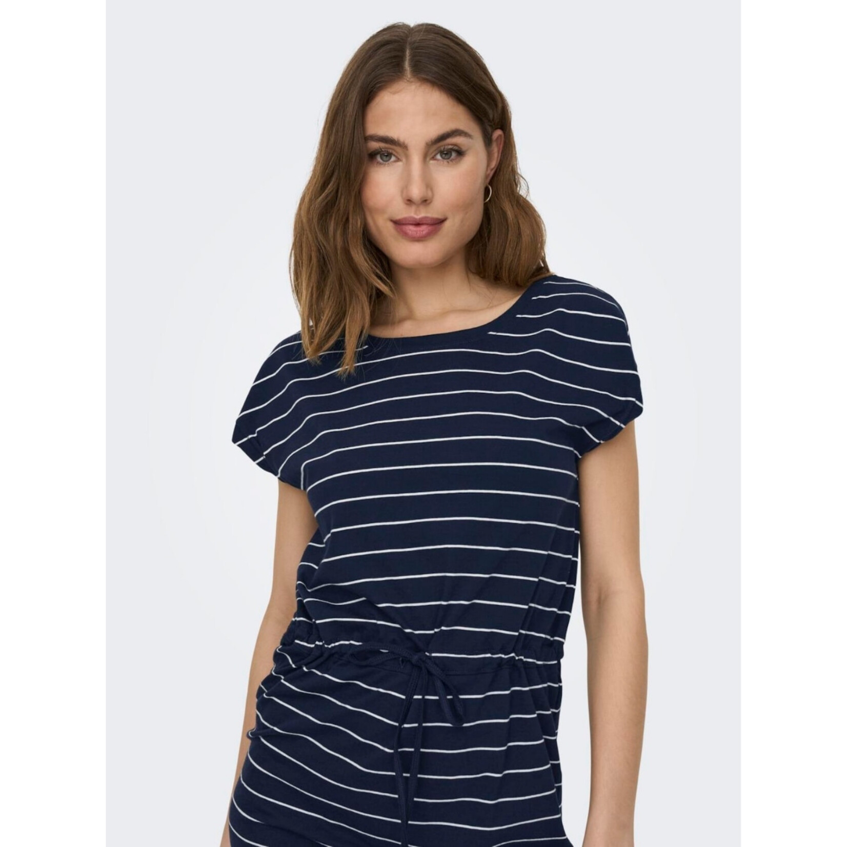 Only Gemma Drawstring Shirt Dress - Navy Stripe