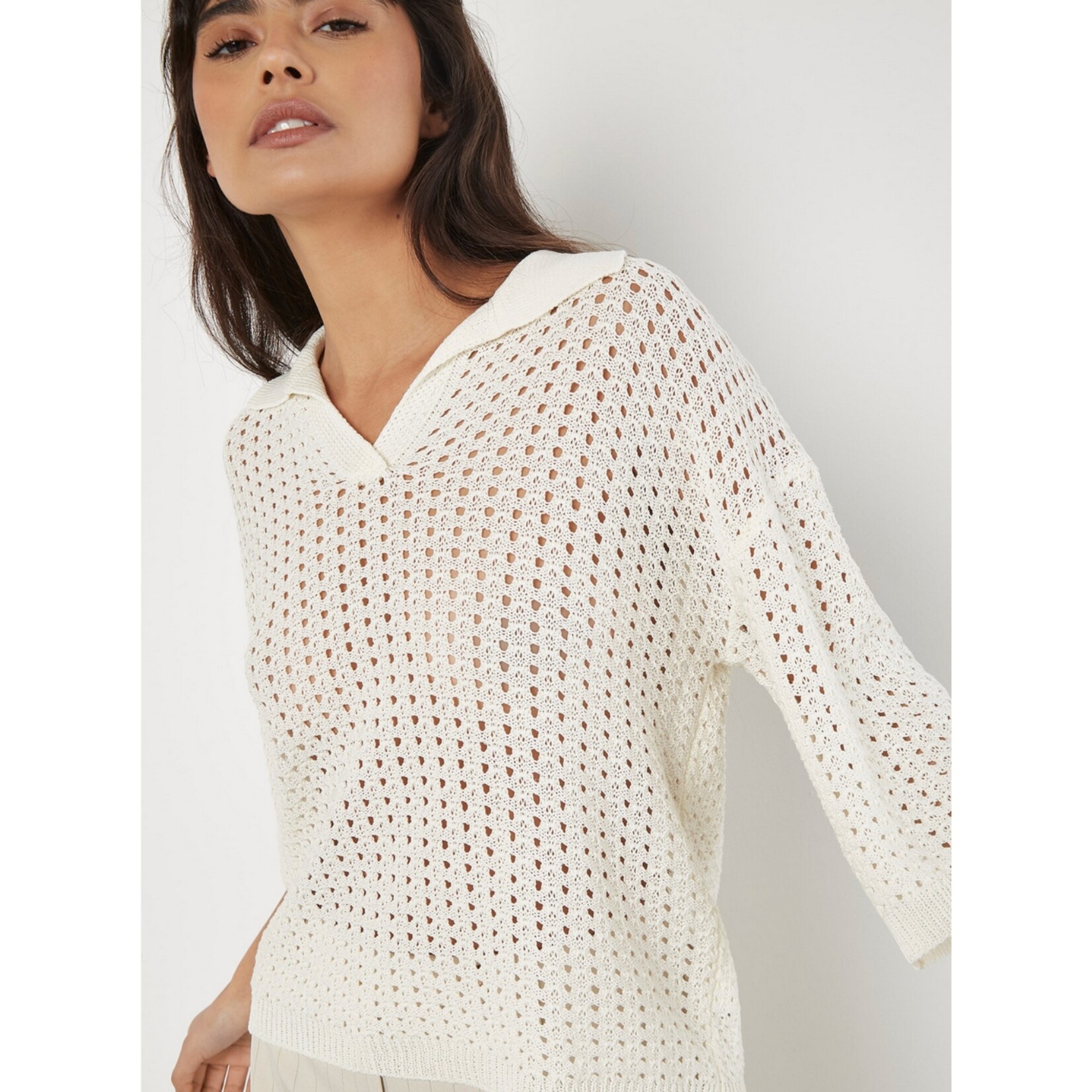 Apricot Asher Open Collar Knit