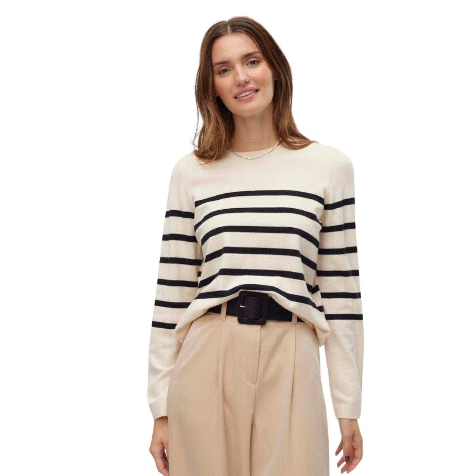 Vero Moda Camille Knit - Black Stripe on Birch