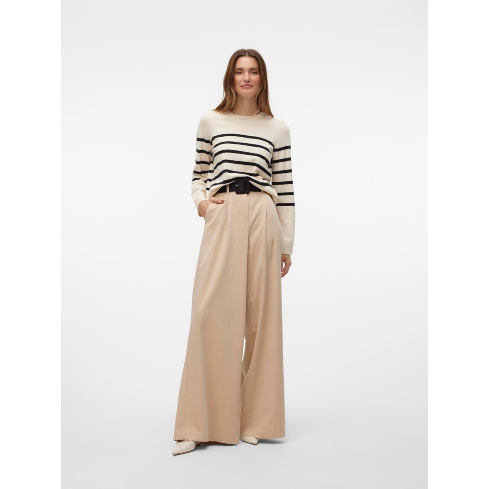 Vero Moda Camille Knit - Black Stripe on Birch