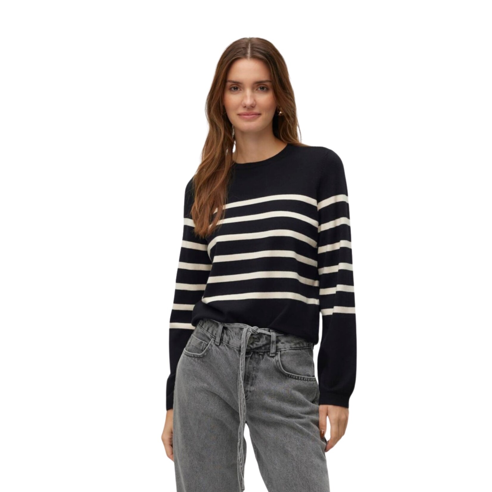 Vero Moda Camille Knit - Birch Stripe on Black