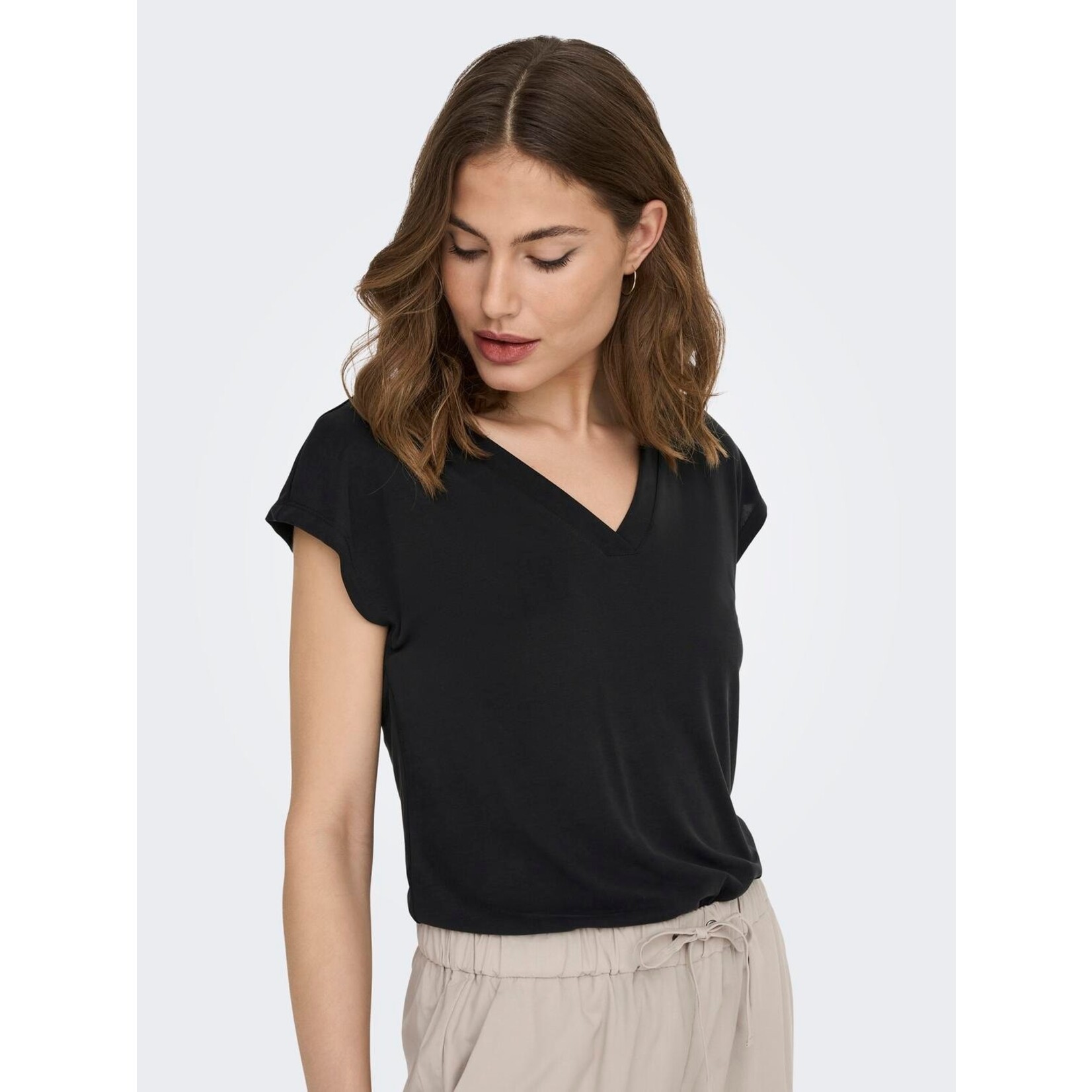 Only Willa Modal V-Neck Tee - Black