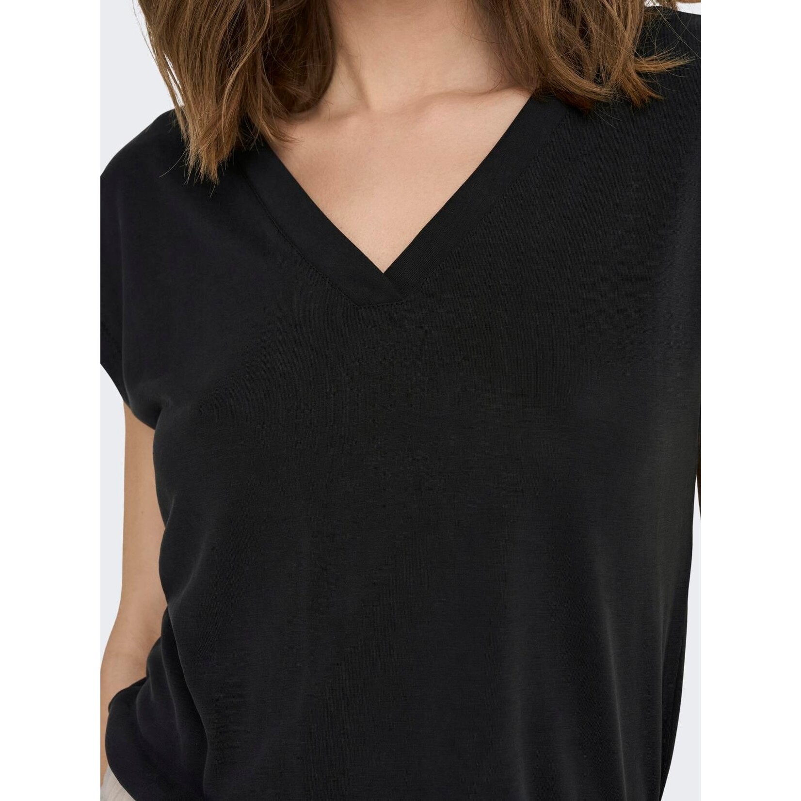 Only Willa Modal V-Neck Tee - Black