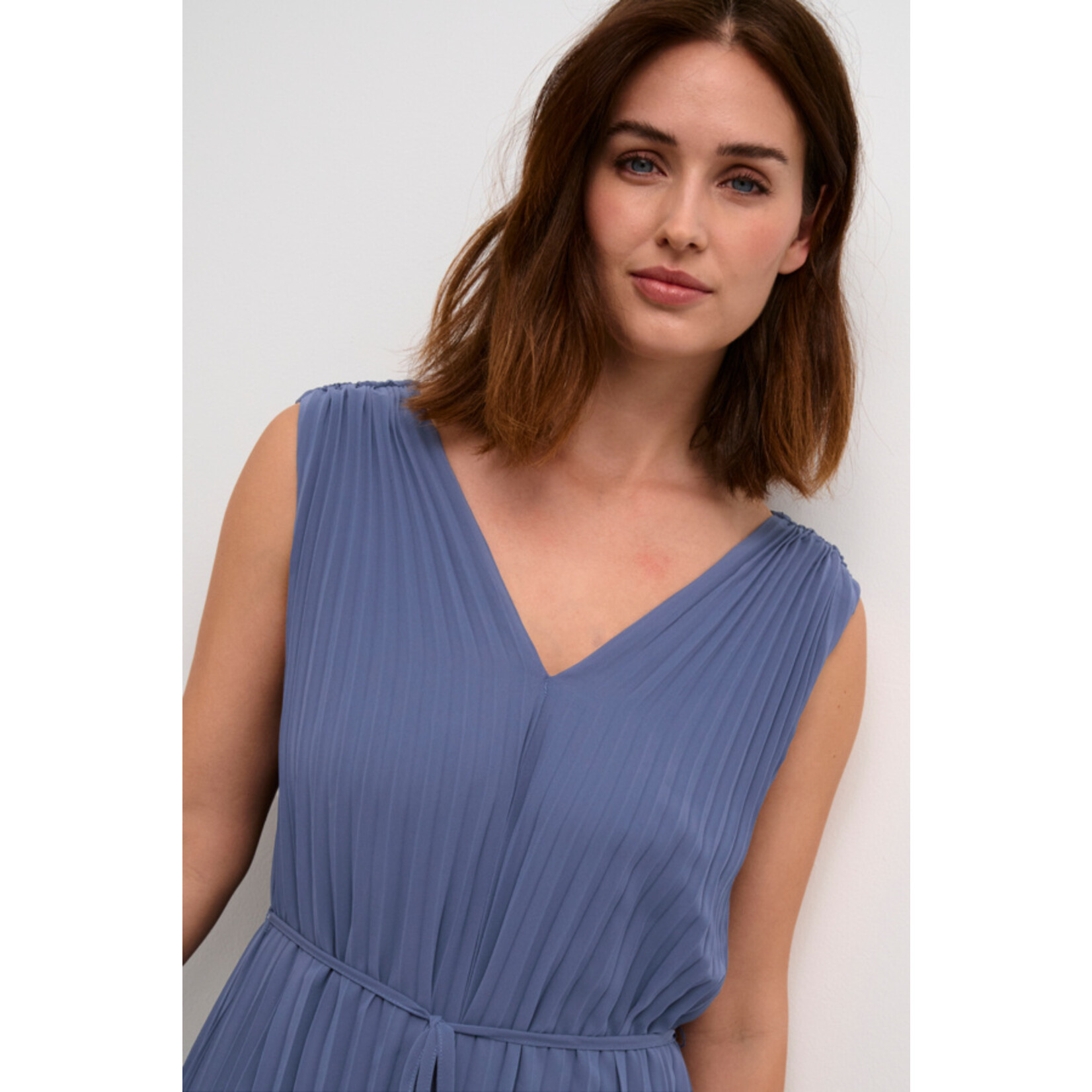 Kaffe Naveah Pleated Dress - Blue Indigo