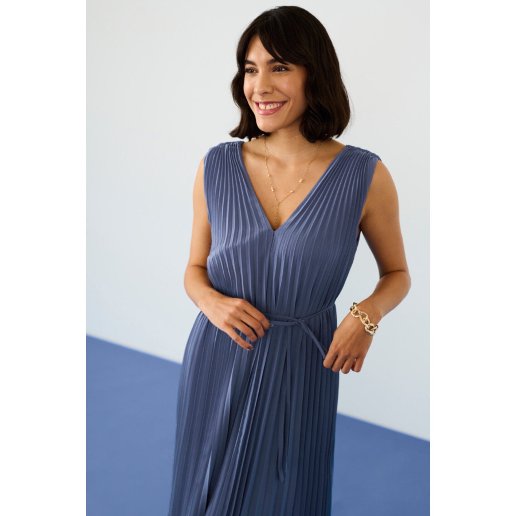 Kaffe Naveah Pleated Dress - Blue Indigo