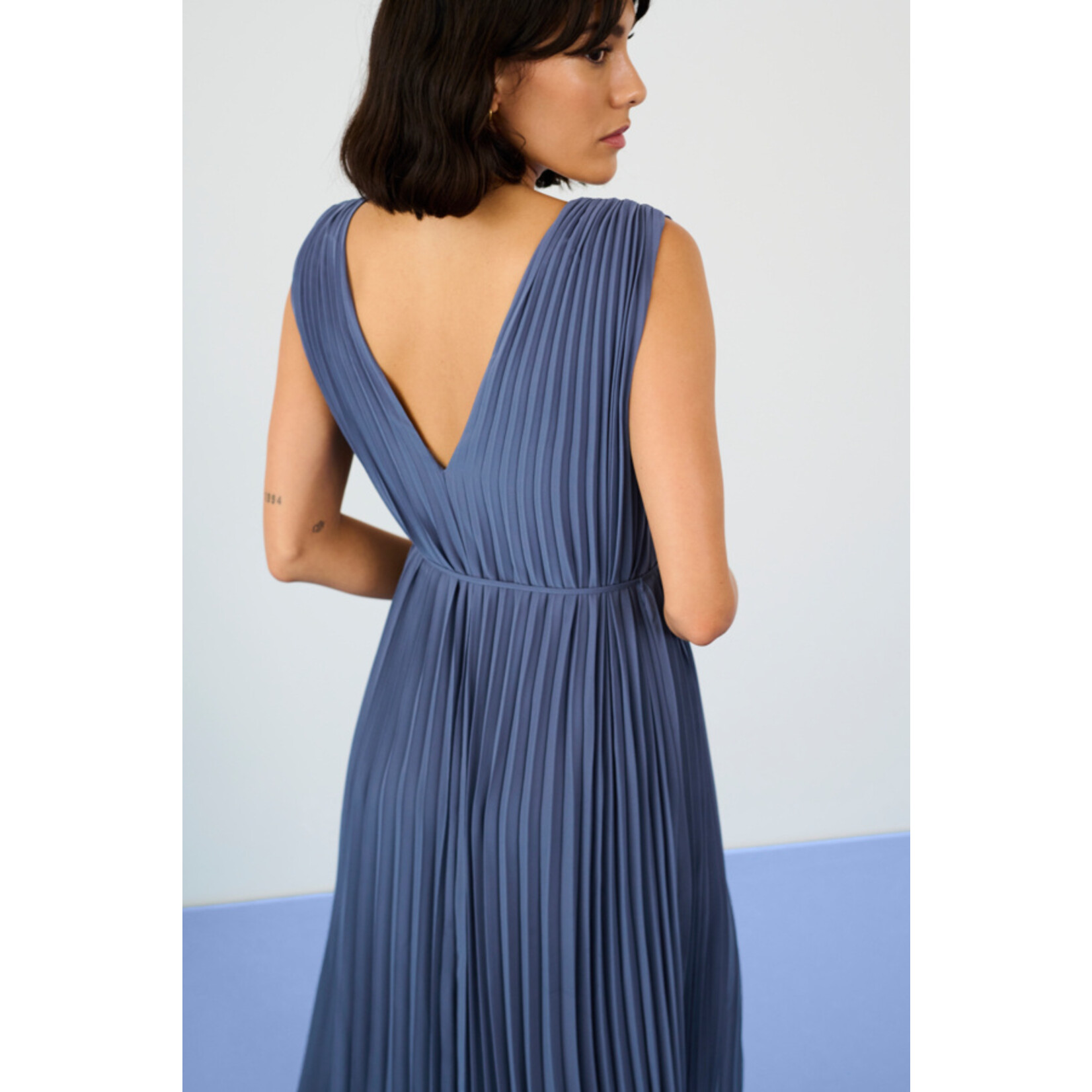 Kaffe Naveah Pleated Dress - Blue Indigo