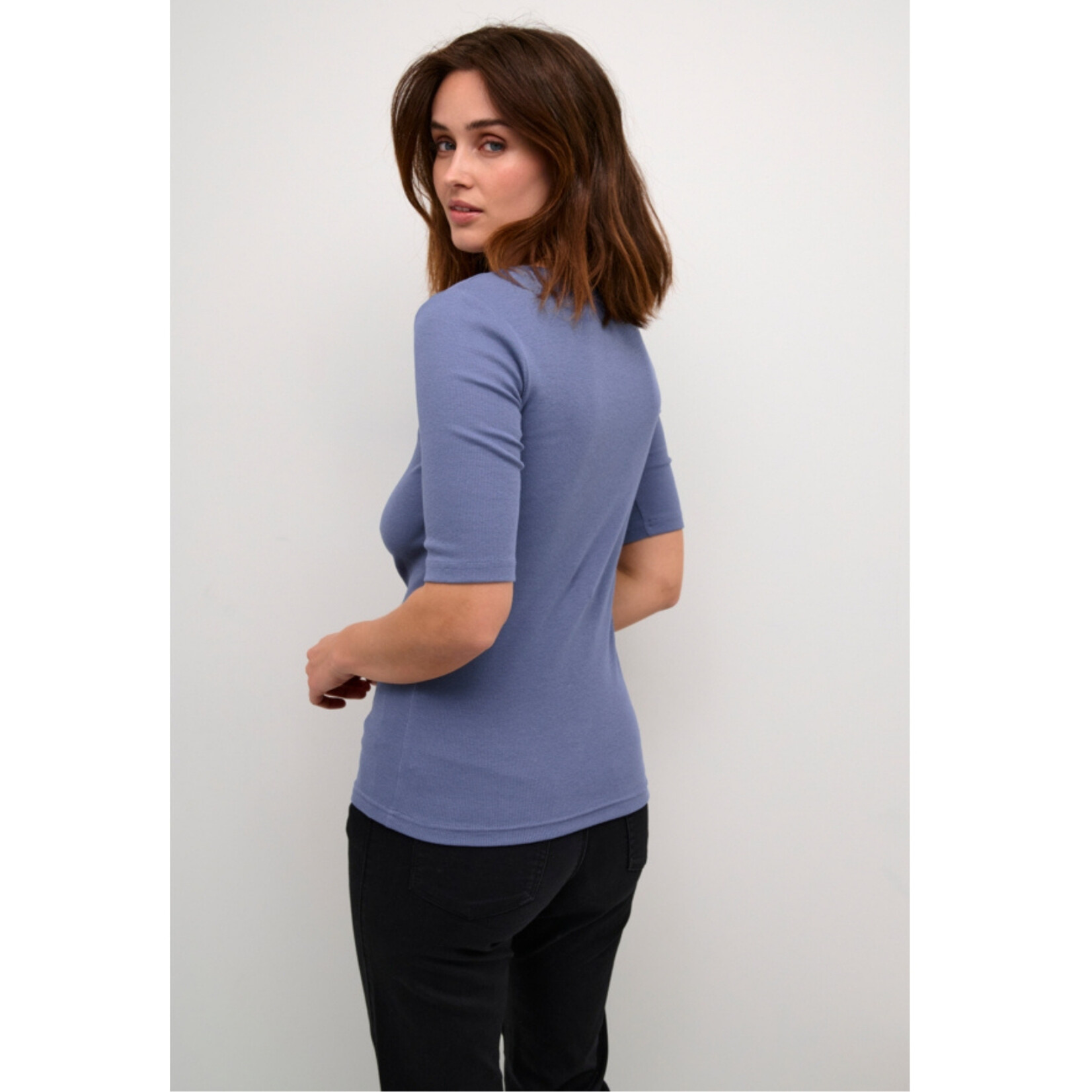 Kaffe Dakota Rib Top - Indigo