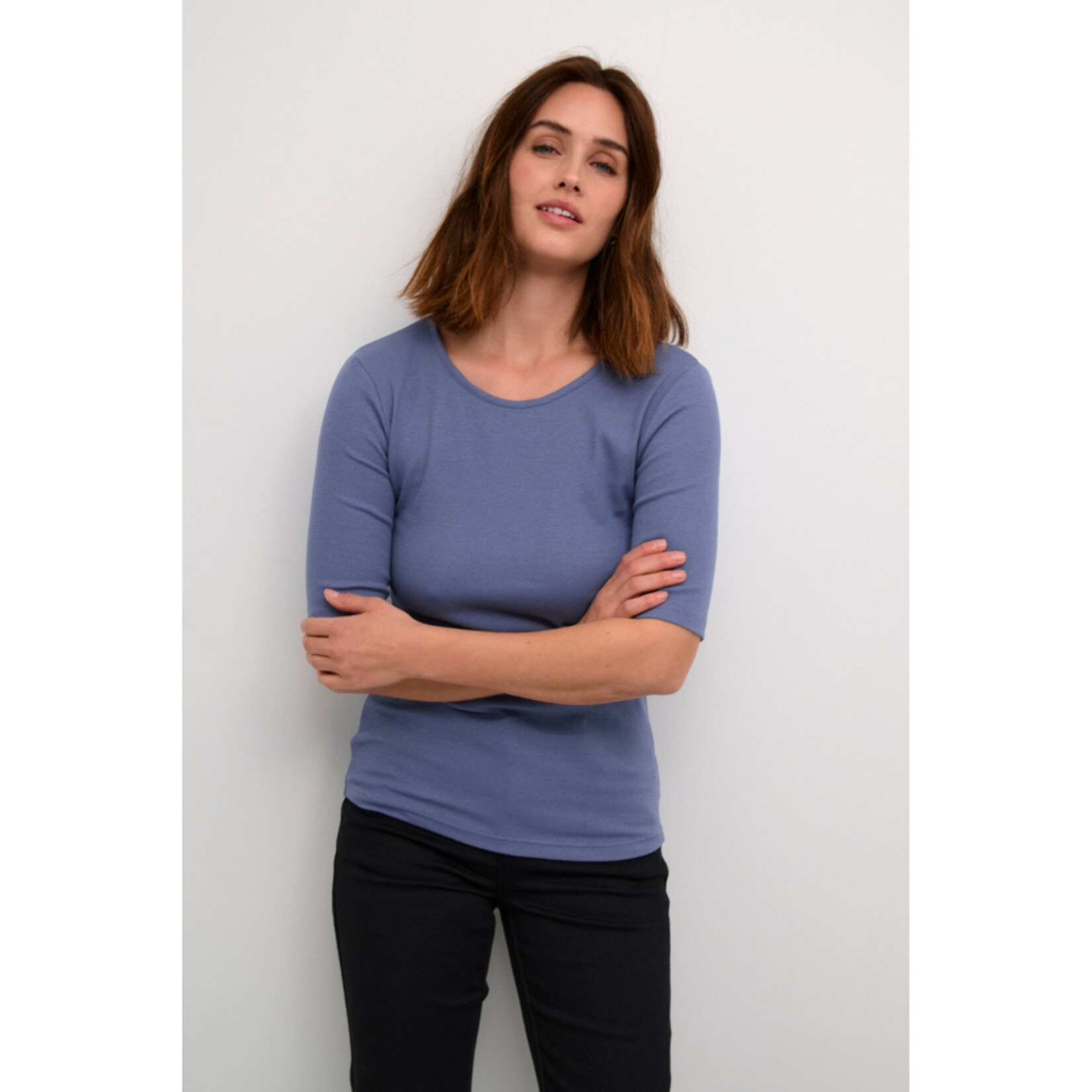 Kaffe Dakota Rib Top - Indigo