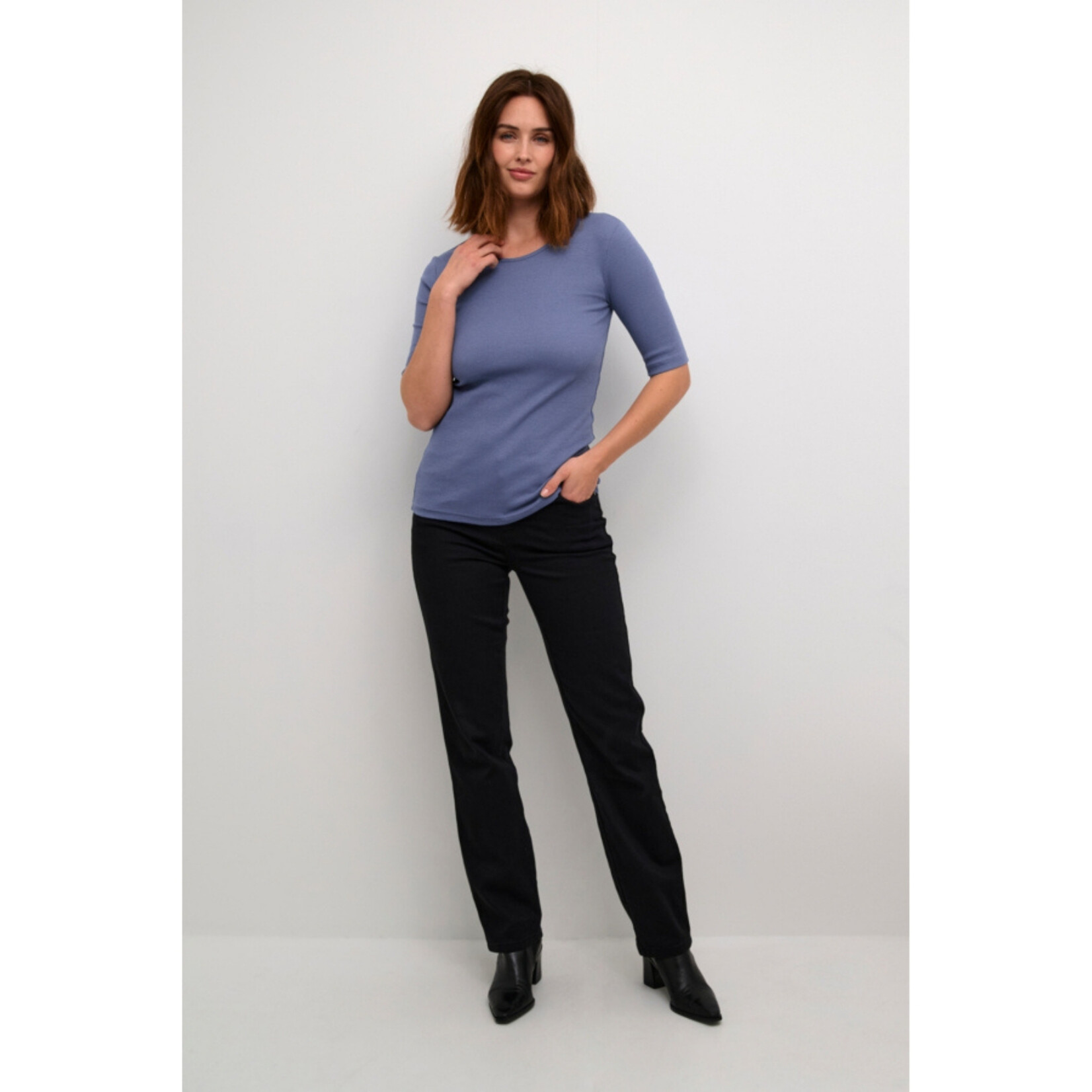 Kaffe Dakota Rib Top - Indigo