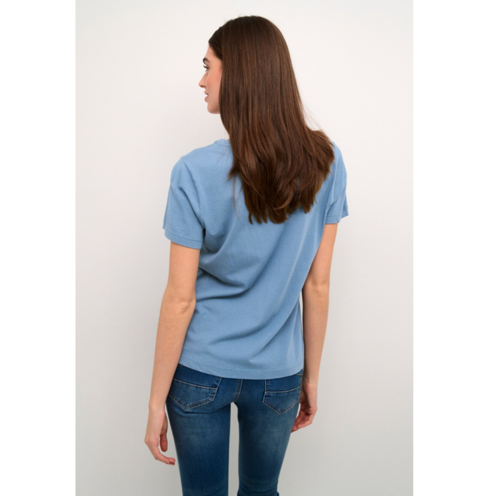 Cream Olivia V-Neck - Captain's Blue