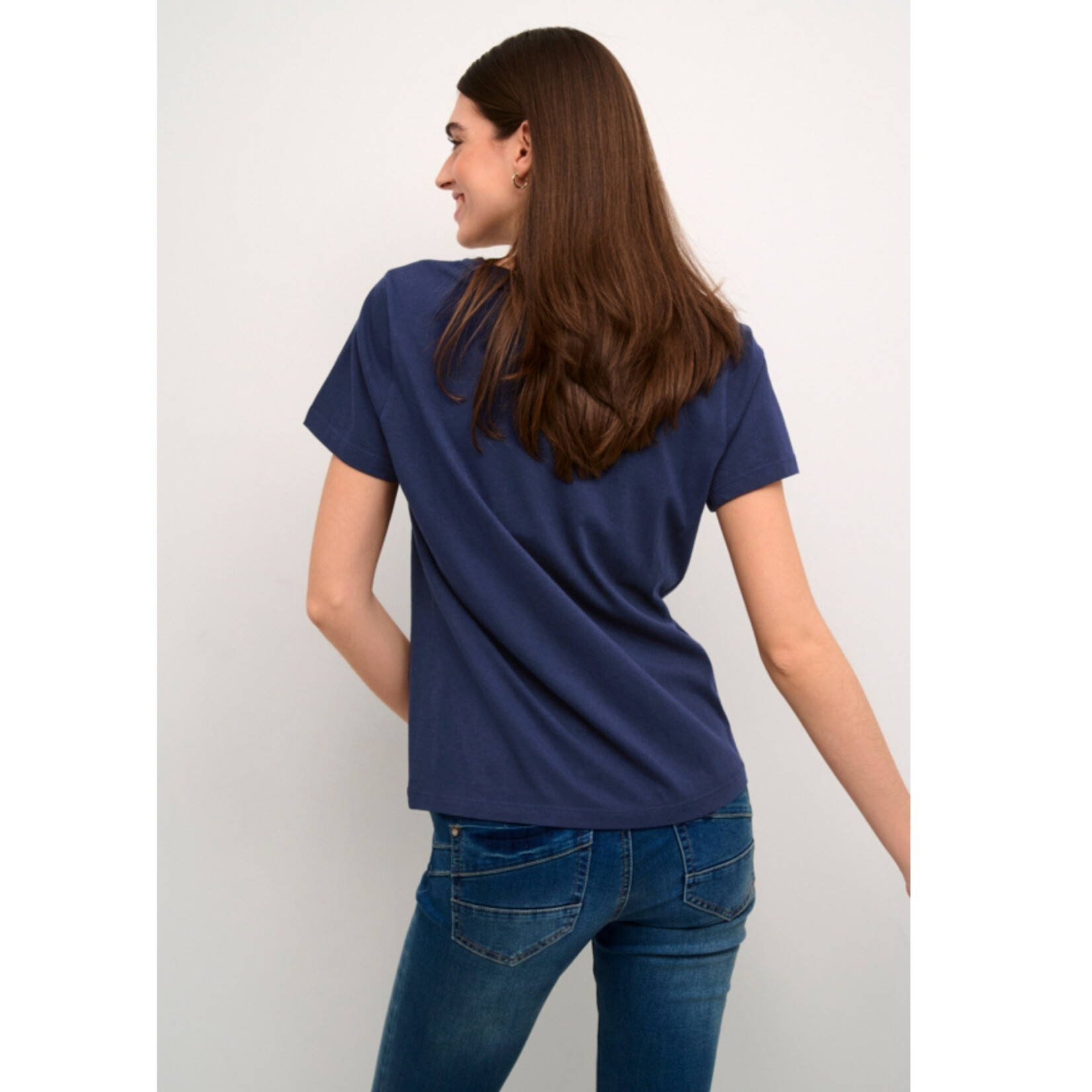 Cream Olivia V-Neck - Navy