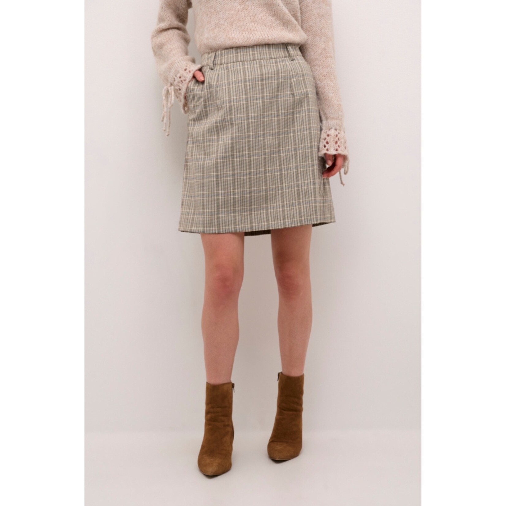 Cream Tyler Check Skirt