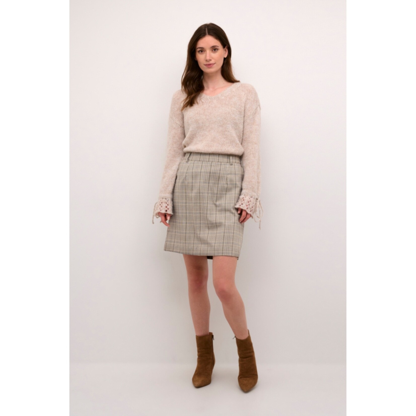 Cream Tyler Check Skirt