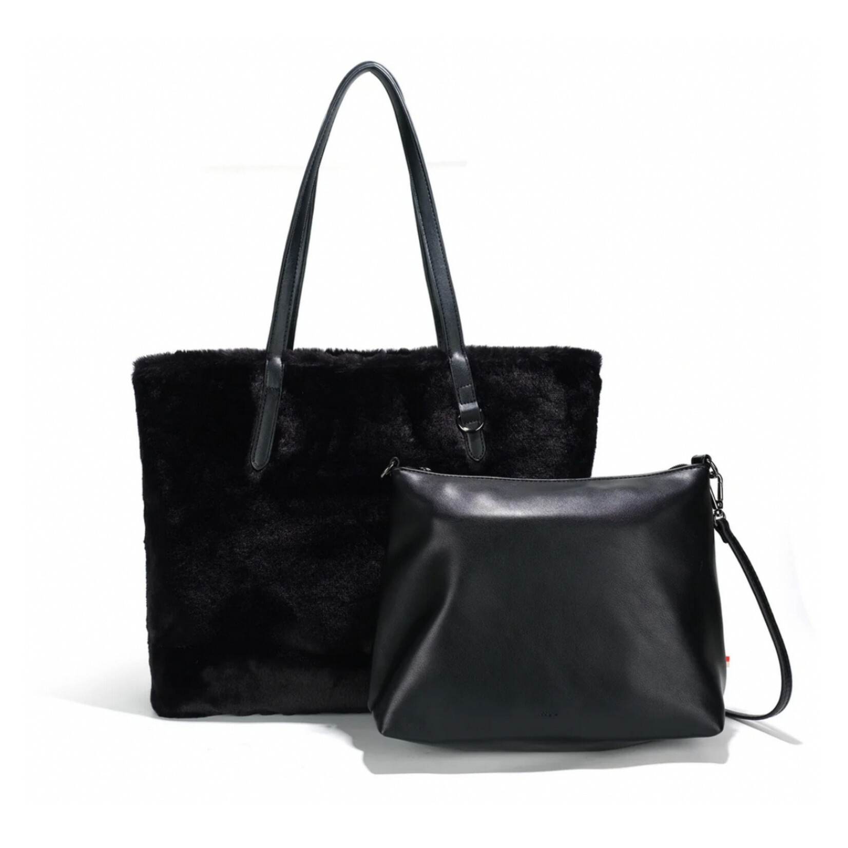Co Lab Reversible Gem Tote - Black Vegan Fur