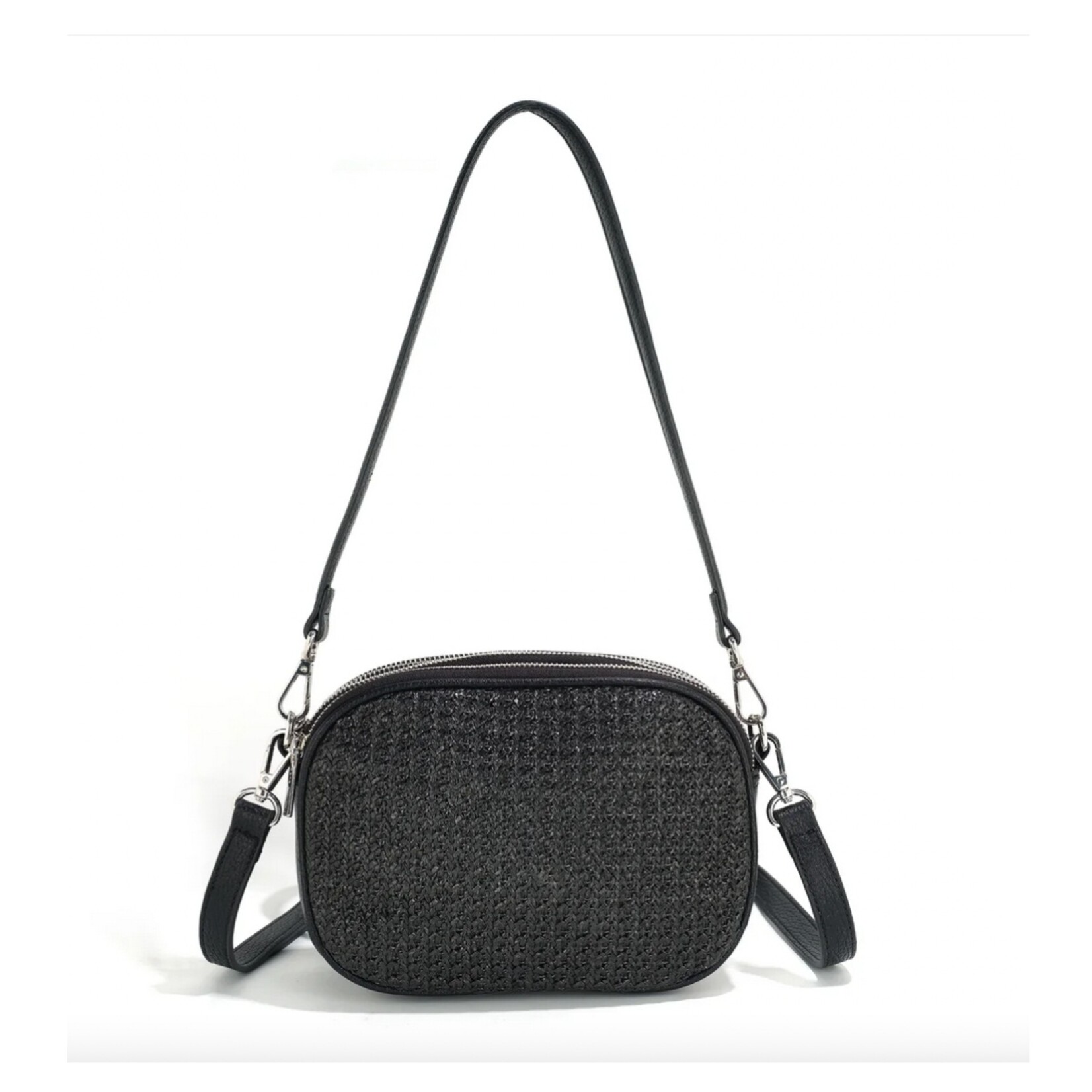 Co Lab Bobbi Raffia Crossbody - Black